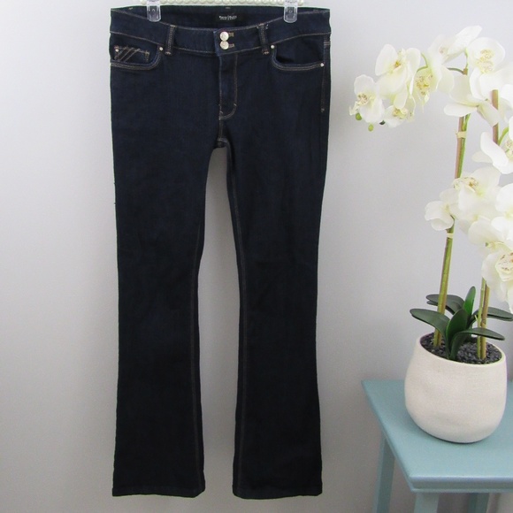 White House Black Market Denim - WHBM dark wash skinny flare feel beautiful jeans